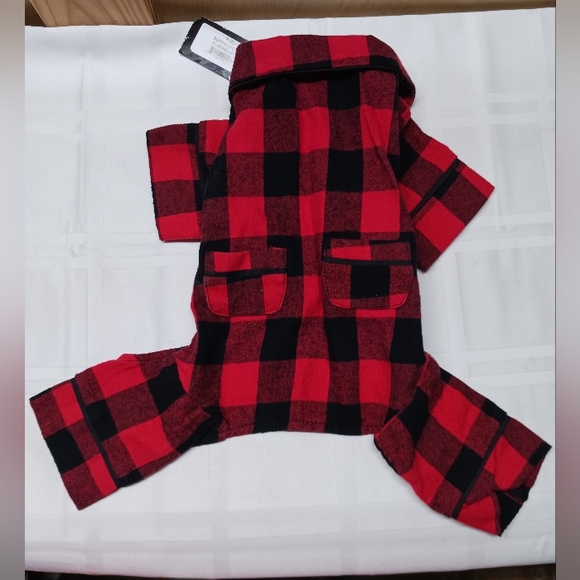 FabDog Buffalo Plaid Flannel Dog PJs/Black, red,Size S-10"_NWT - Picture 1 of 4